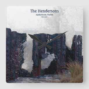 Coast Beach Custom Family NameWall Uhr