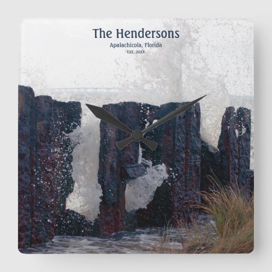 Coast Beach Custom Family NameWall Uhr (Vorderseite)