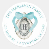 Coast Oyster Bow Monogram Address Runder Aufkleber (Vorderseite)