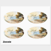 Coast Watercolor Sunset Mediterranean Thank You Ovaler Aufkleber (Blatt)