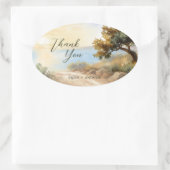 Coast Watercolor Sunset Mediterranean Thank You Ovaler Aufkleber (Tasche)