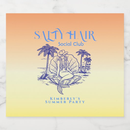 Coast Yellow Meerjungfrau Cowgirl Summer Party Bierflaschenetikett (Einzelnes Label)