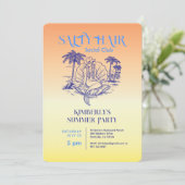 Coast Yellow Meerjungfrau Cowgirl Summer Party Einladung (Stehend Vorderseite)