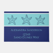 Coasta Modern Navy Aquamarin Monogram Starfish D Fußmatte (Vorderseite)