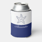 Coasta Moderner Navy Blauer Monogram Starfish Dosenkühler (Kanne Rückseite)