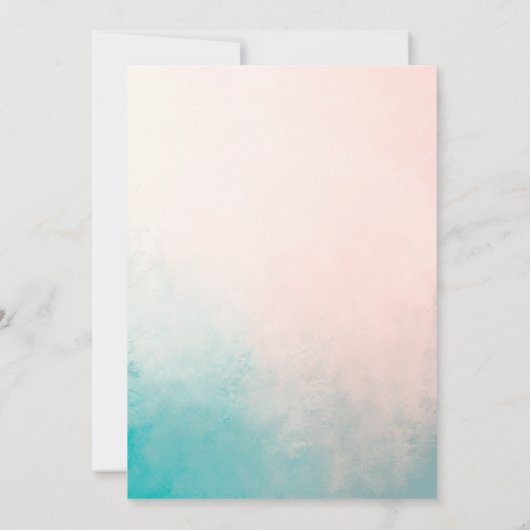 Coastal Abstrakt Coral Blue Ocean Hochzeitsfeiern Einladung (Rückseite)