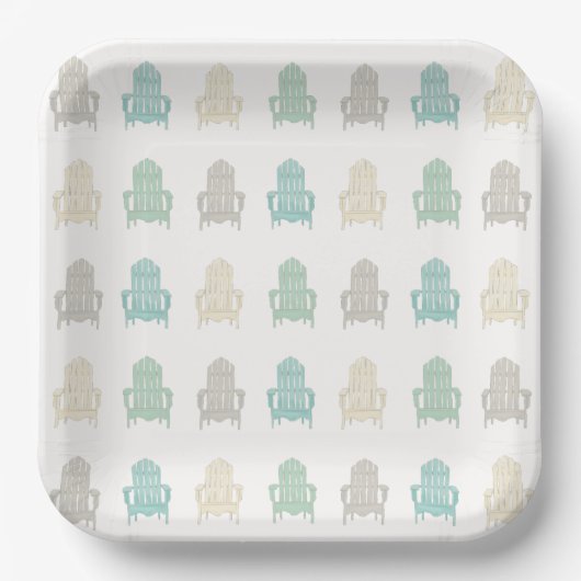 Coastal Adirondack Chairs Lake House Beach House Pappteller (Vorderseite)