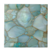 Coastal Aqua Agate Gold Mosaic Fliese (Vorderseite)