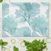 Coastal Aqua Blue Coral Sea Fans Küche Handtücher (Gefaltet)