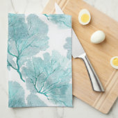 Coastal Aqua Blue Coral Sea Fans Küche Handtücher (Viertel Falte)