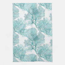 Coastal Aqua Blue Coral Sea Fans Küche Handtücher