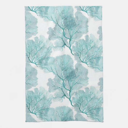 Coastal Aqua Blue Coral Sea Fans Küche Handtücher (Vertikal)