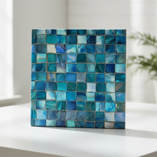 Coastal Aqua Blue Glass Mosaic Fliese