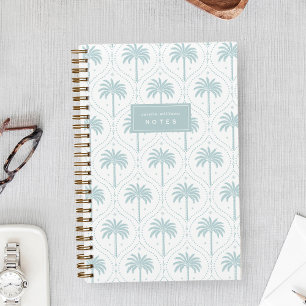 Coastal Aqua   Personalisiertes Palmen-Gitterwerk Notizblock