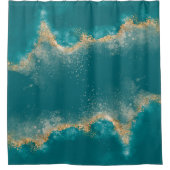 Coastal Aquamarin Blue Metallic Duschvorhang (Vorderseite)