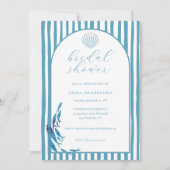 Coastal Arch Blue White Bridal Shower Einladung (Vorderseite)