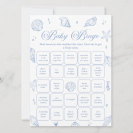 Coastal Baby Shower Find the Guest Bingo Game Card Einladung