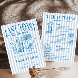 Coastal Bachelorette Cocktail Party Blau Einladung