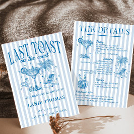 Coastal Bachelorette Cocktail Party Blau Einladung