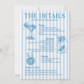 Coastal Bachelorette Cocktail Party Blau Einladung (Rückseite)