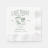 Coastal Bachelorette Cocktail Party Grün Serviette (Vorderseite)