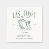 Coastal Bachelorette Cocktail Party Grün Serviette (Vorderseite)