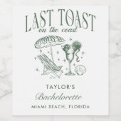 Coastal Bachelorette Cocktail Party Grün Weinetikett (Einzelnes Label)