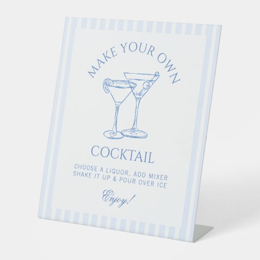 Coastal Bachelorette macht Ihren eigenen Cocktail Sockelschild (Vorderseite)