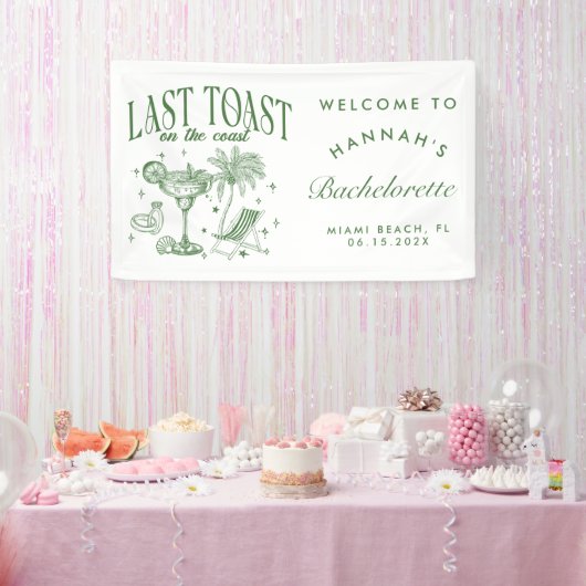 Coastal Bachelorette Moderner Cocktail Party Grün Banner (Party)