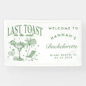 Coastal Bachelorette Moderner Cocktail Party Grün Banner (Horizontal)