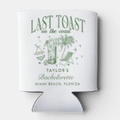 Coastal Bachelorette Moderner Cocktail Party Grün Dosenkühler (Rückseite)