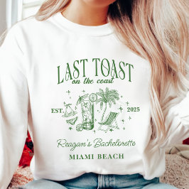 Coastal Bachelorette Moderner Cocktail Party Grün Sweatshirt