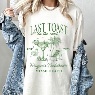 Coastal Bachelorette Moderner Cocktail Party Grün T-Shirt