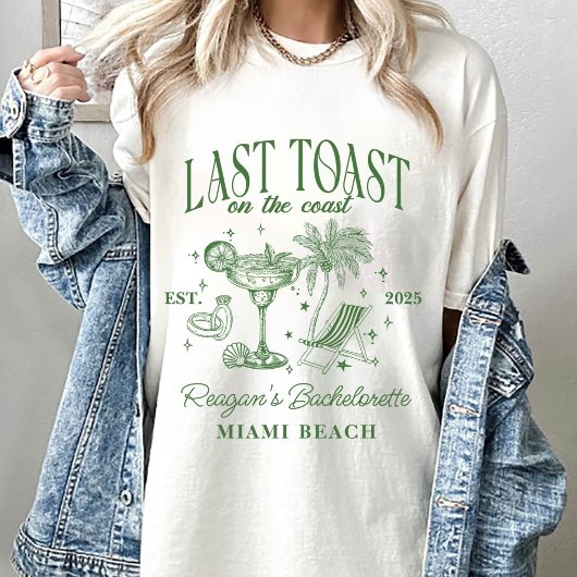 Coastal Bachelorette Moderner Cocktail Party Grün T-Shirt