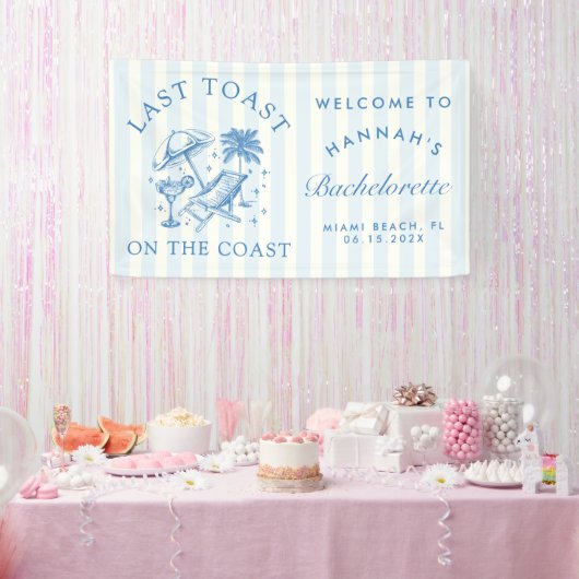 Coastal Bachelorette Modernes Cocktail Party Blau Banner (Party)