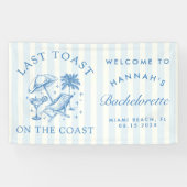 Coastal Bachelorette Modernes Cocktail Party Blau Banner (Horizontal)