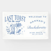 Coastal Bachelorette Modernes Cocktail Party Blau Banner (Horizontal)