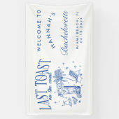 Coastal Bachelorette Modernes Cocktail Party Blau Banner (Vertikal)