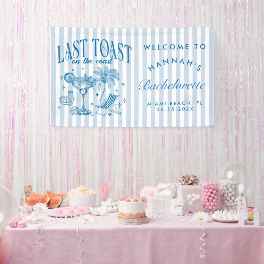 Coastal Bachelorette Modernes Cocktail Party Blau Banner (Party)