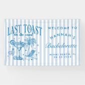 Coastal Bachelorette Modernes Cocktail Party Blau Banner (Horizontal)