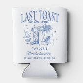 Coastal Bachelorette Modernes Cocktail Party Blau Dosenkühler (Rückseite)