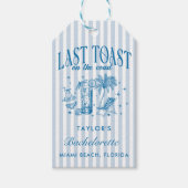 Coastal Bachelorette Modernes Cocktail Party Blau Geschenkanhänger (Vorderseite)
