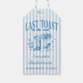 Coastal Bachelorette Modernes Cocktail Party Blau Geschenkanhänger (Rückseite)