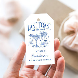 Coastal Bachelorette Modernes Cocktail Party Blau Geschenkanhänger
