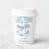 Coastal Bachelorette Modernes Cocktail Party Blau Pappbecher (Vorderseite)