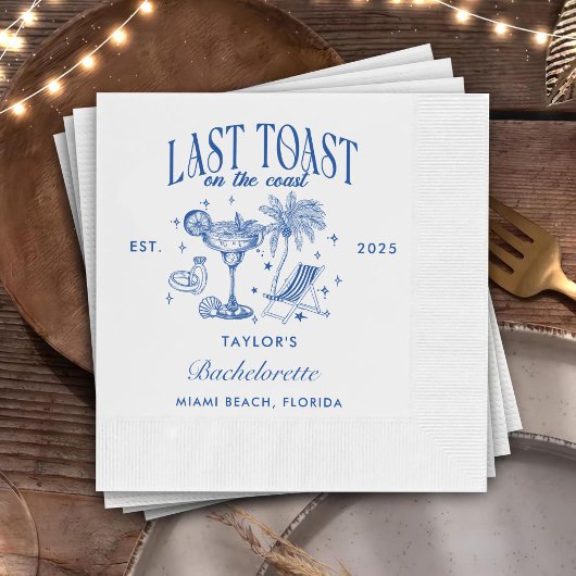 Coastal Bachelorette Modernes Cocktail Party Blau Serviette