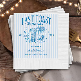 Coastal Bachelorette Modernes Cocktail Party Blau Serviette