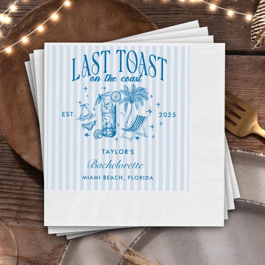 Coastal Bachelorette Modernes Cocktail Party Blau Serviette