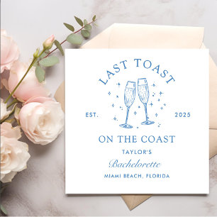 Coastal Bachelorette Modernes Cocktail Party Blau Serviette