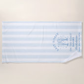 Coastal Bachelorette Modernes Cocktail Party Blau Strandtuch (Vorderseite)